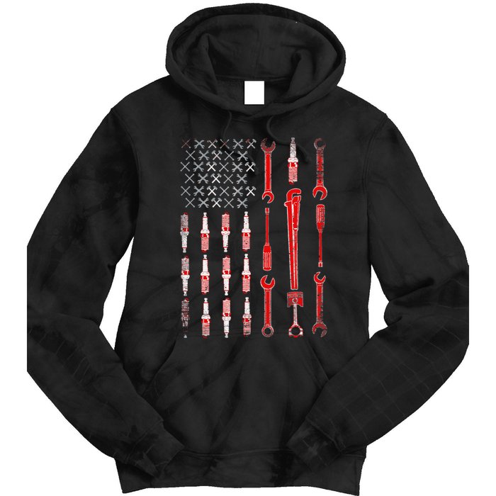 Mechanic USA Flag Tie Dye Hoodie