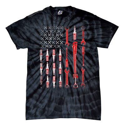 Mechanic USA Flag Tie-Dye T-Shirt