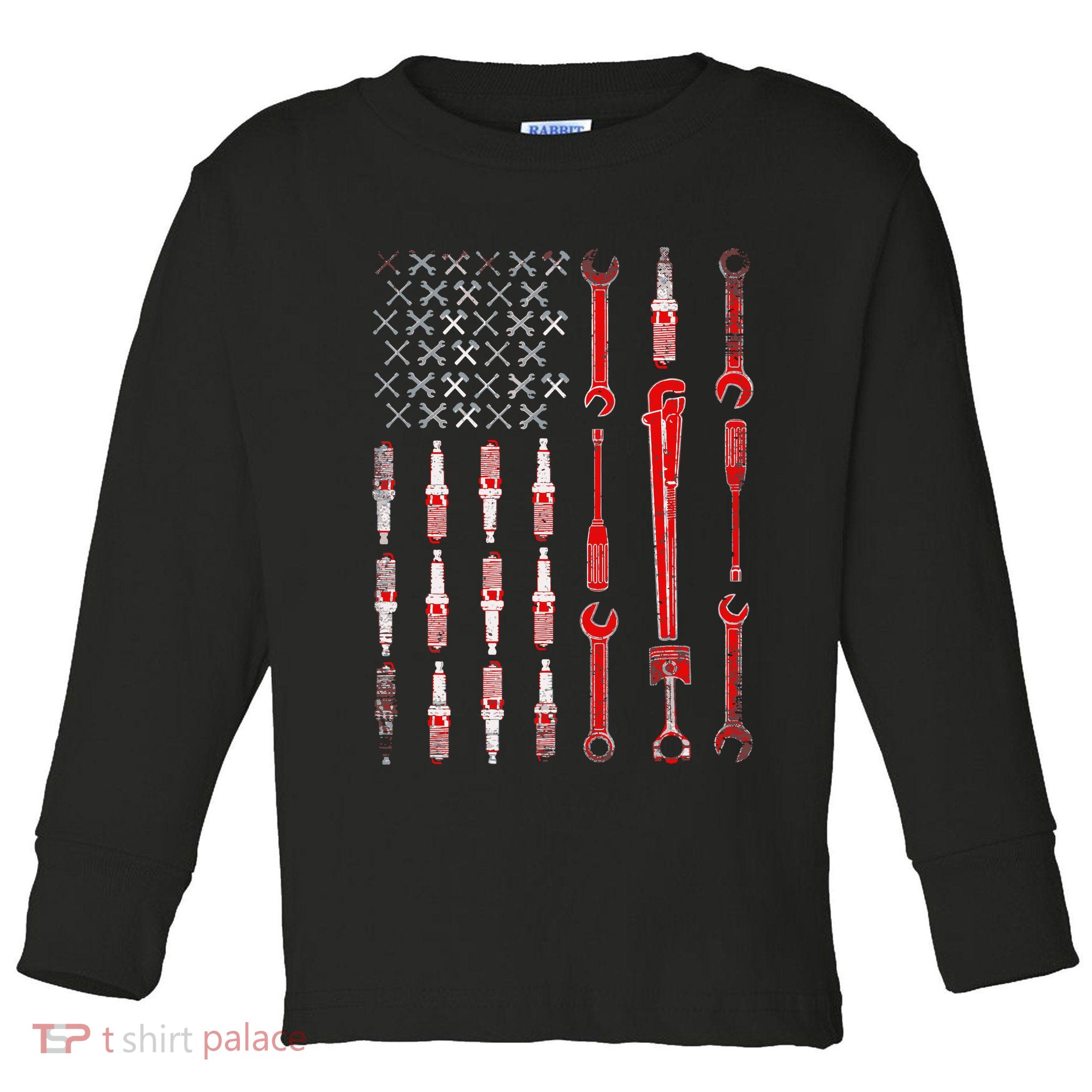 Mechanic USA Flag Toddler Long Sleeve Shirt