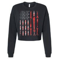 Mechanic USA Flag Cropped Pullover Crew