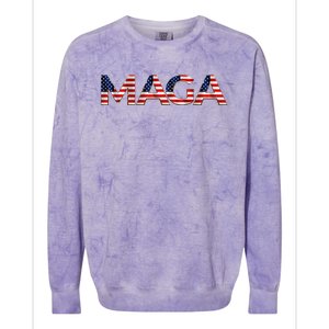 Maga Usa Flag Letters President Trump Colorblast Crewneck Sweatshirt