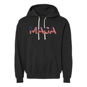 Maga Usa Flag Letters President Trump Garment-Dyed Fleece Hoodie