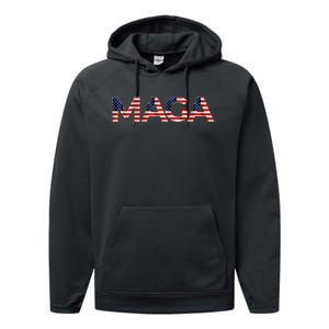 Maga Usa Flag Letters President Trump Performance Fleece Hoodie