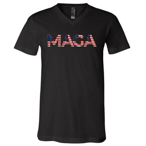 Maga Usa Flag Letters President Trump V-Neck T-Shirt