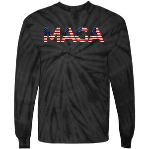 Maga Usa Flag Letters President Trump Tie-Dye Long Sleeve Shirt