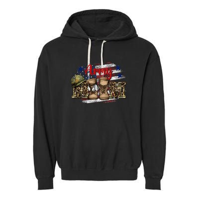 Mom Usa Flag Leopard Veteran Soldier Garment-Dyed Fleece Hoodie