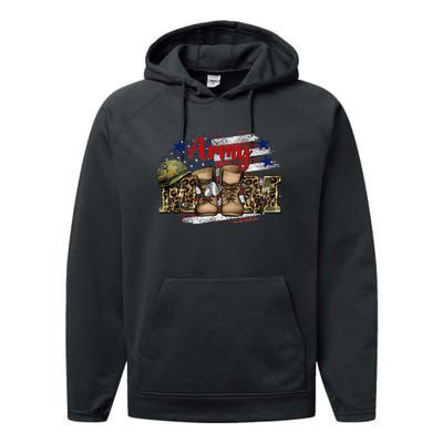 Mom Usa Flag Leopard Veteran Soldier Performance Fleece Hoodie