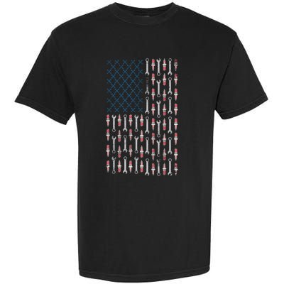 Mechanic USA Flag And Patriotic Mechanic Design Garment-Dyed Heavyweight T-Shirt