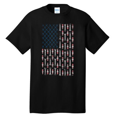 Mechanic USA Flag And Patriotic Mechanic Design Tall T-Shirt