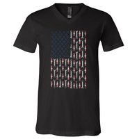 Mechanic USA Flag And Patriotic Mechanic Design V-Neck T-Shirt