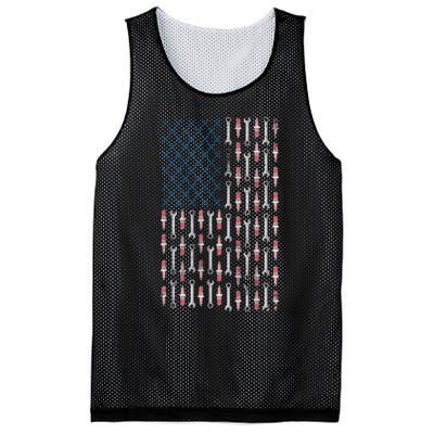 Mechanic USA Flag And Patriotic Mechanic Design Mesh Reversible Basketball Jersey Tank