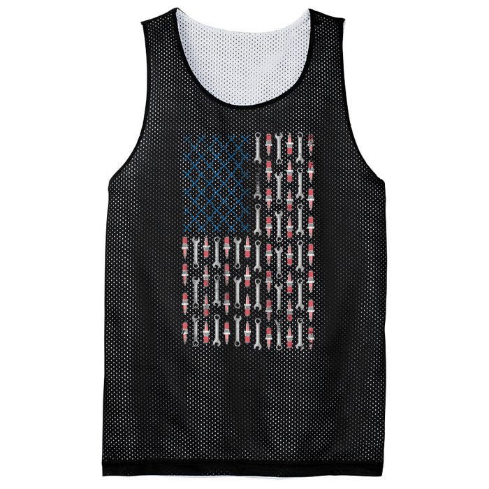 Mechanic USA Flag And Patriotic Mechanic Design Mesh Reversible Basketball Jersey Tank