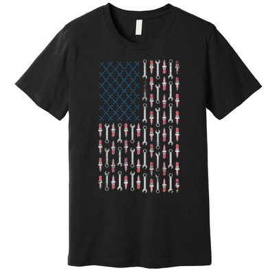 Mechanic USA Flag And Patriotic Mechanic Design Premium T-Shirt