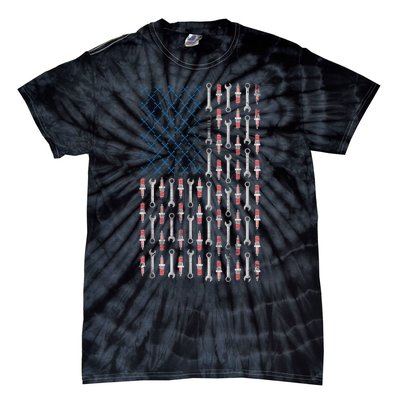 Mechanic USA Flag And Patriotic Mechanic Design Tie-Dye T-Shirt