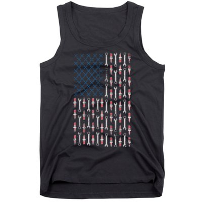 Mechanic USA Flag And Patriotic Mechanic Design Tank Top