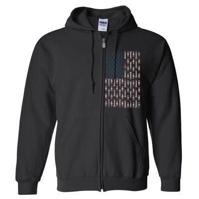 Mechanic USA Flag And Patriotic Mechanic Design Full Zip Hoodie