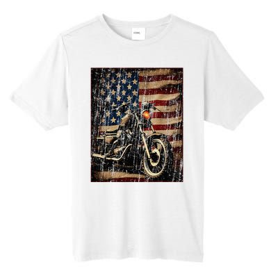 Motorcycle Usa Flag Retro Biker Tall Fusion ChromaSoft Performance T-Shirt