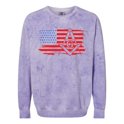 Mason Us Flag Square Compass Masonic Patriotic Freemason Colorblast Crewneck Sweatshirt