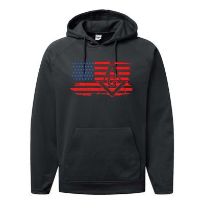 Mason Us Flag Square Compass Masonic Patriotic Freemason Performance Fleece Hoodie