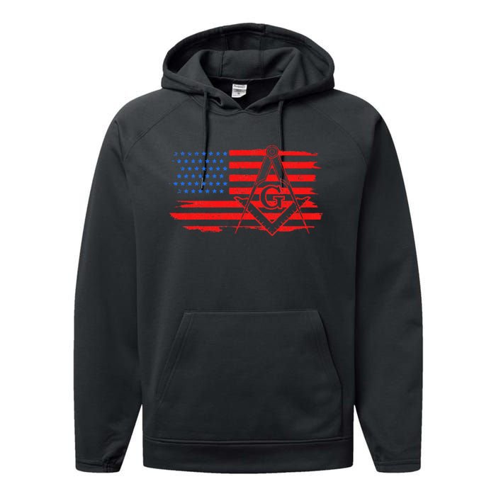 Mason Us Flag Square Compass Masonic Patriotic Freemason Performance Fleece Hoodie