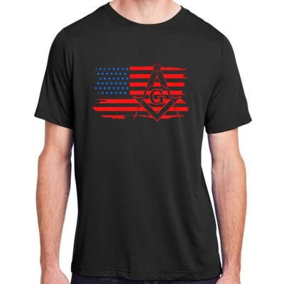 Mason Us Flag Square Compass Masonic Patriotic Freemason Adult ChromaSoft Performance T-Shirt