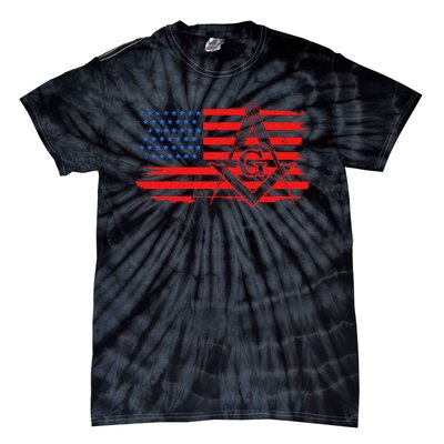 Mason Us Flag Square Compass Masonic Patriotic Freemason Tie-Dye T-Shirt