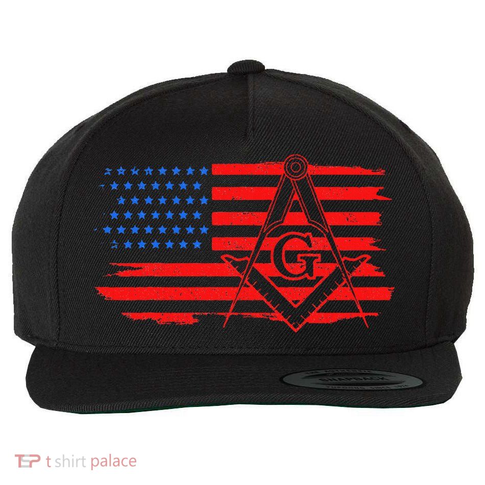 Mason Us Flag Square Compass Masonic Patriotic Freemason Wool Snapback Cap