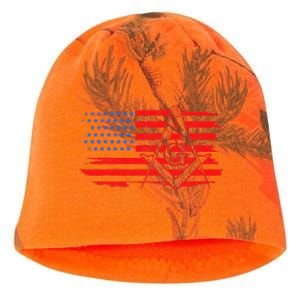 Mason Us Flag Square Compass Masonic Patriotic Freemason Kati - Camo Knit Beanie