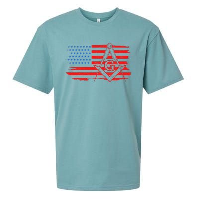 Mason Us Flag Square Compass Masonic Patriotic Freemason Sueded Cloud Jersey T-Shirt