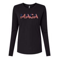 Maga Usa Flag Letters 4th Of July 2024 President Trump Womens Cotton Relaxed Long Sleeve T-Shirt