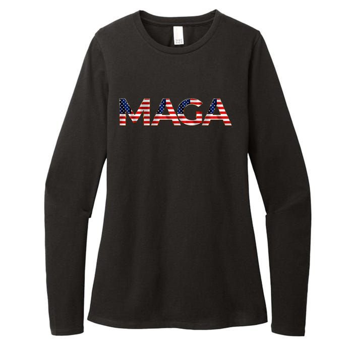 Maga Usa Flag Letters 4th Of July 2024 President Trump Womens CVC Long Sleeve Shirt