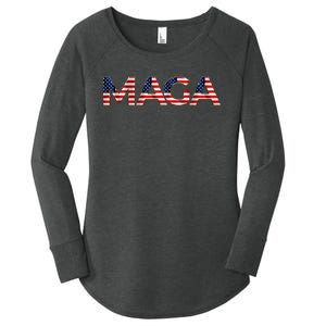 Maga Usa Flag Letters 4th Of July 2024 President Trump Women's Perfect Tri Tunic Long Sleeve Shirt