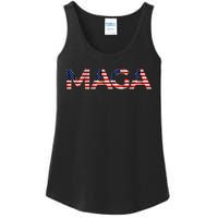 Maga Usa Flag Letters 4th Of July 2024 President Trump Ladies Essential Tank