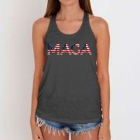 Maga Usa Flag Letters 4th Of July 2024 President Trump Women's Knotted Racerback Tank