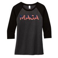 Maga Usa Flag Letters 4th Of July 2024 President Trump Women's Tri-Blend 3/4-Sleeve Raglan Shirt