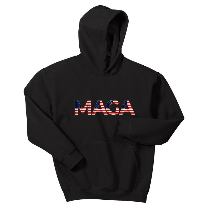 Maga Usa Flag Letters 4th Of July 2024 President Trump Kids Hoodie