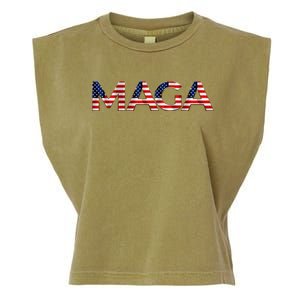 Maga Usa Flag Letters 4th Of July 2024 President Trump Garment-Dyed Women's Muscle Tee