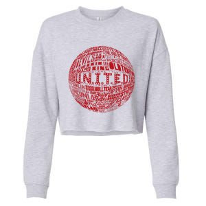 Manchester United Fc Gift Red Typography Football Print Meaningful Gift Cropped Pullover Crew