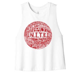 Manchester United Fc Gift Red Typography Football Print Meaningful Gift Women's Racerback Cropped Tank