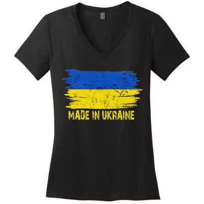Made Ukraine Flag Ukrainian Proud In Ukraine Women's V-Neck T-Shirt