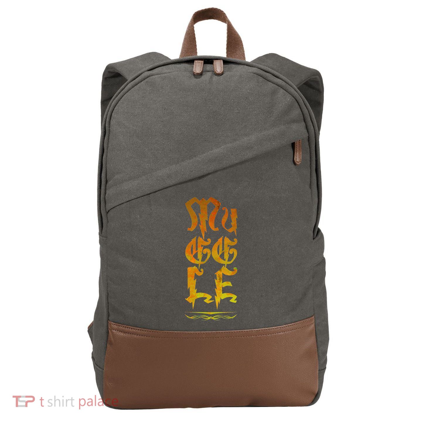 Muggle Distressed Logo Cotton Canvas Backpack