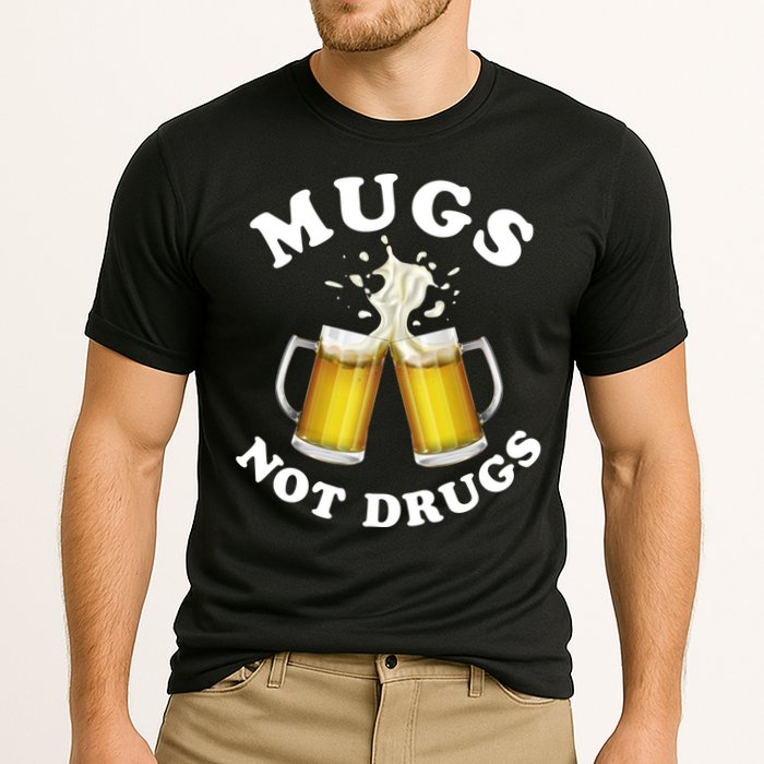 Mugs Not Drugs Funny St. Patrick's Day Beer Cooling Performance Crew T-Shirt