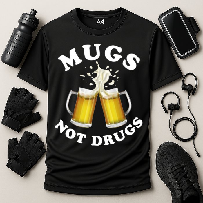 Mugs Not Drugs Funny St. Patrick's Day Beer Cooling Performance Crew T-Shirt