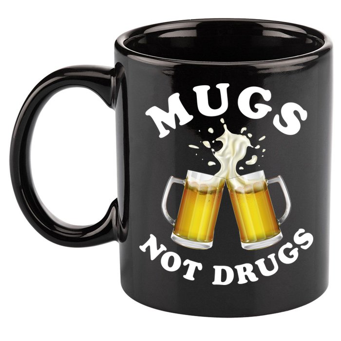Mugs Not Drugs Funny St. Patrick's Day Beer 11oz C Handle Ceramic Mug