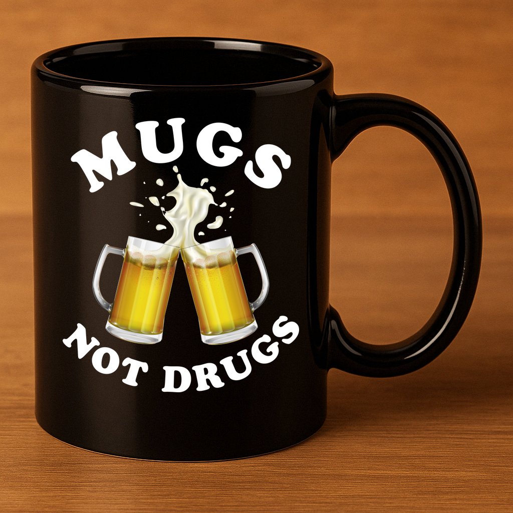 Mugs Not Drugs Funny St. Patrick's Day Beer 11oz C Handle Ceramic Mug