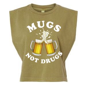 Mugs Not Drugs Funny St. Patrick's Day Beer Garment-Dyed Women's Muscle Tee