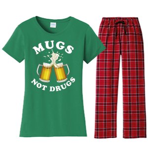 Mugs Not Drugs Funny St. Patrick's Day Beer Women's Flannel Pajama Set