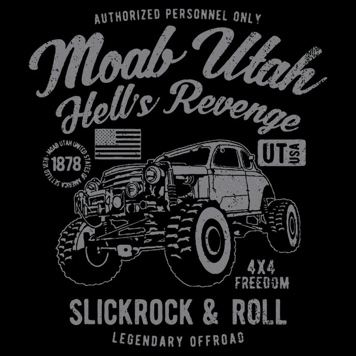 Moab Utah Hells Revenge 4x4 Vintage Distressed Style Design Full-Length Apron With Pockets