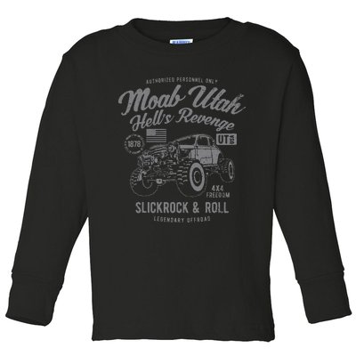 Moab Utah Hells Revenge 4x4 Vintage Distressed Style Design Toddler Long Sleeve Shirt