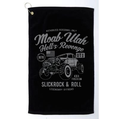 Moab Utah Hells Revenge 4x4 Vintage Distressed Style Design Platinum Collection Golf Towel